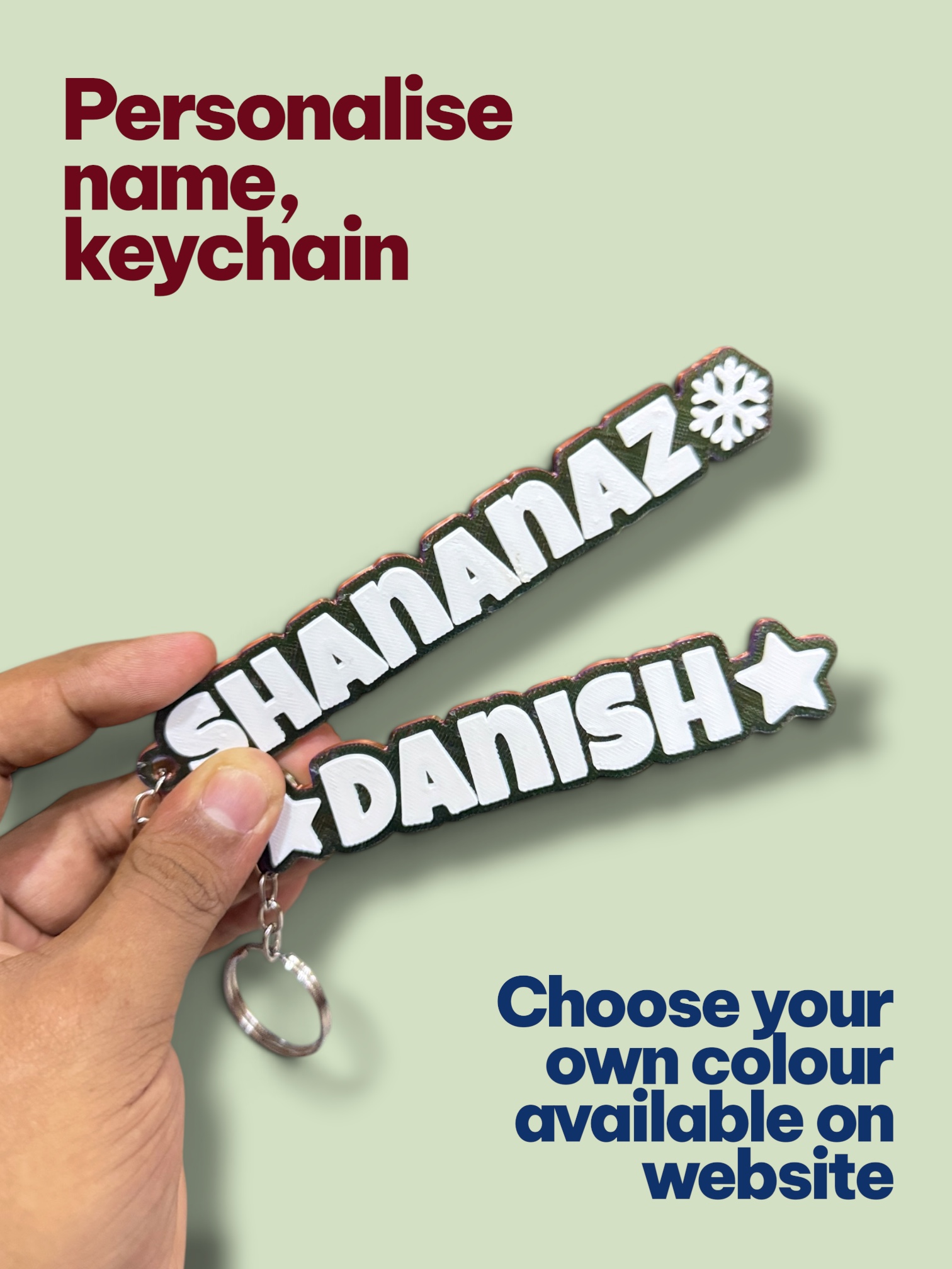 Custom 3D-Printed Your Name Keychain